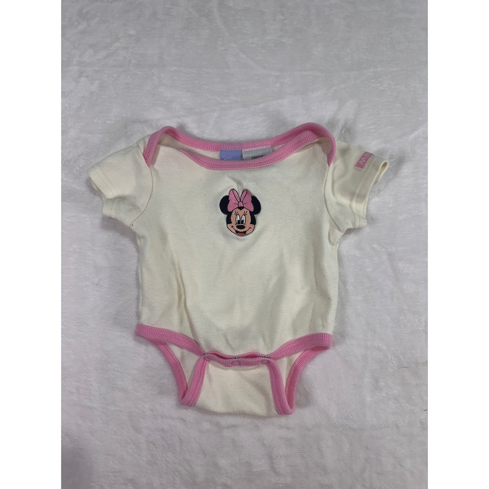 Disney Baby Minnie Mouse Bodysuit Preemie Cream Pink Short Sleeve Infant Girl